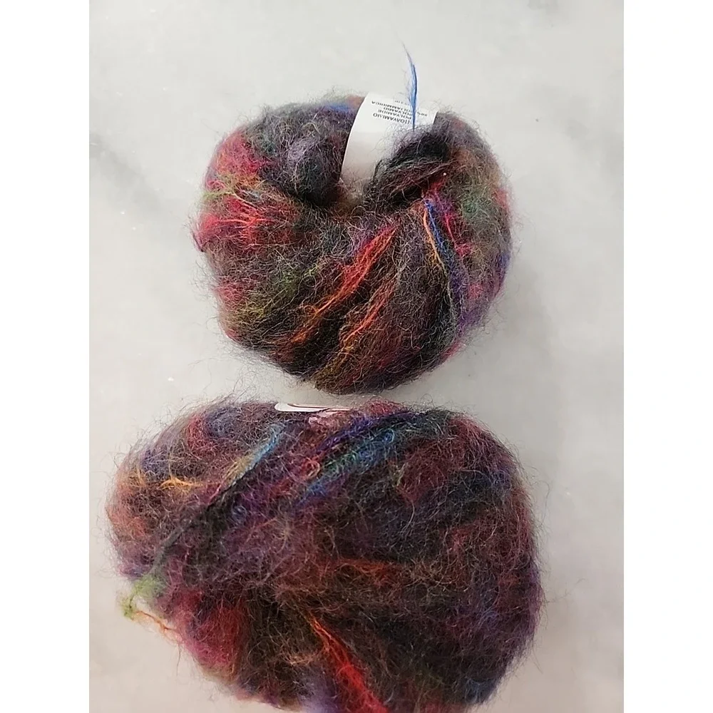 2/Le Fibre Nobili Super Kid Fingering #1 Mohair Blend Cervinia Purple Blue Gold